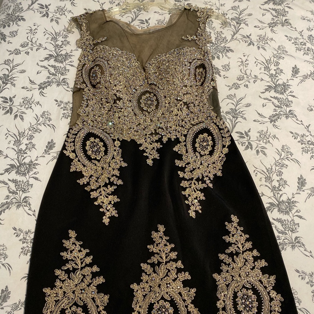 Black and gold dress